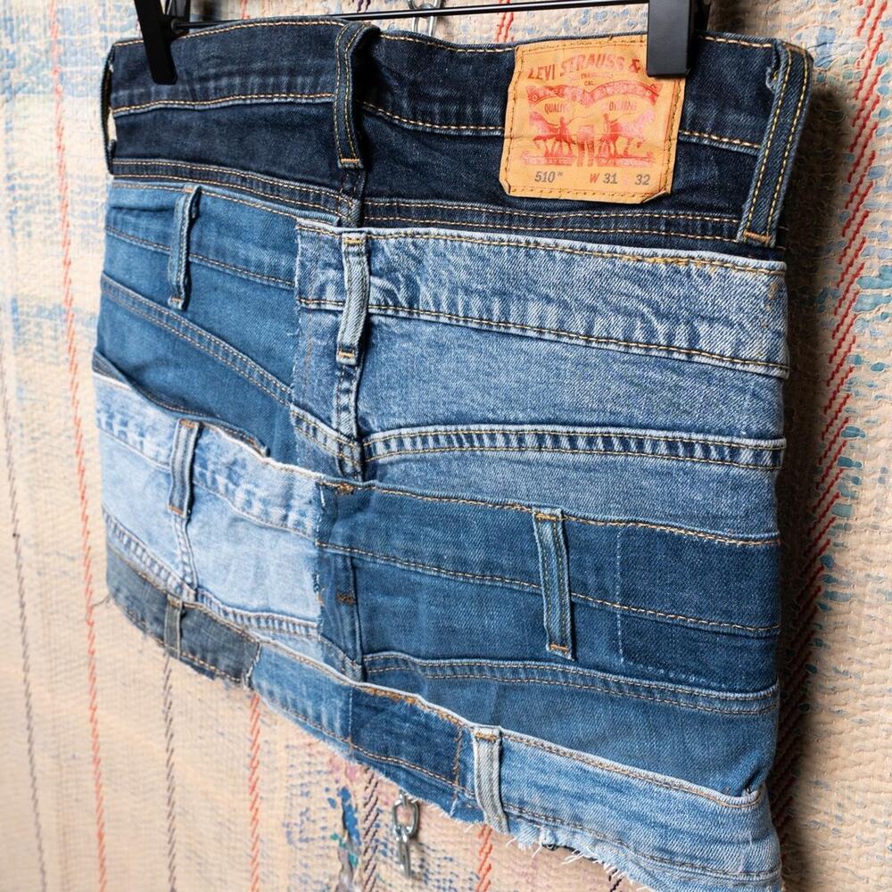 Custom upcycled patchwork mini skirt - image 5